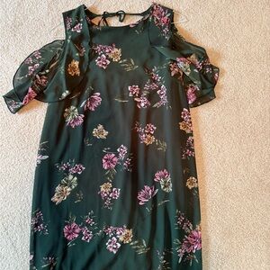 Blu Rain Floral Cold Shoulder Dress Size L